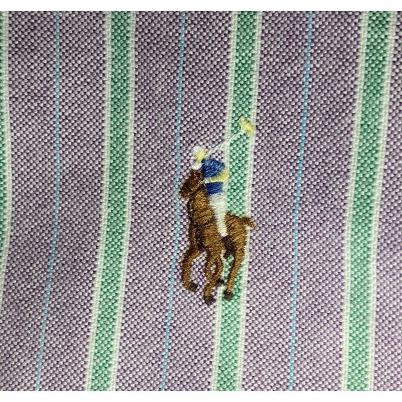 Ralph Lauren Mens XL Classic Fit Striped Button-Down Shirt Purple & Green Cotton - Picture 6 of 8